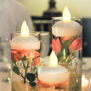 24 LED WHITE Floating Flickering Tea Candle Waterproof Wedding Party Floral Vase 