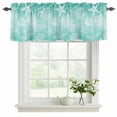 thumbnail image 2 of Teal Ombre Coastal Valances for Windows, Decorative Rod Pocket Window Valance Curtains, Nautical Beach Starfish Coral Summer Short Curtain Drapes for Kitchen/Living Room, 2 Panels, 42" W x 18" L, 2 of 8