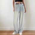 thumbnail image 4 of vigerkar Women's Casual High Waisted Loose Denim Wide Leg Retro Trousers (Light Blue, S), 4 of 4