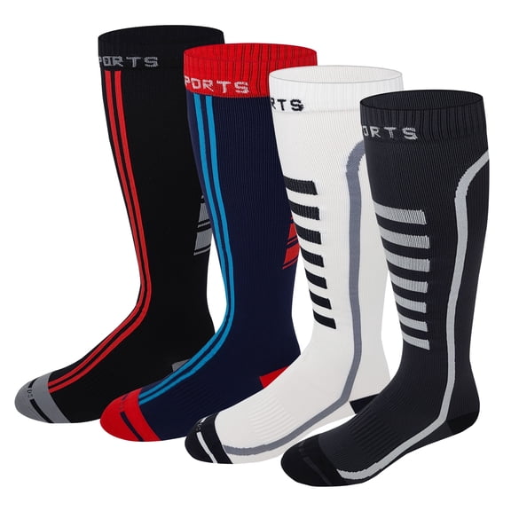 4 Pairs Pack Men, Women Sports ,Travelers , Athletes Arch Support Compression Knee High Socks 10-13 #413