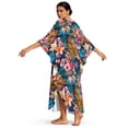 thumbnail image 2 of Xoenoiee Tropical Hibiscus Plumeria Print Women’s Kaftan Beach Cover Up Dress Palm Leaves Design Plus Size Summer Caftan V-Neck Swimsuit Loungewear Maxi Dress with Side Slits, 2 of 7