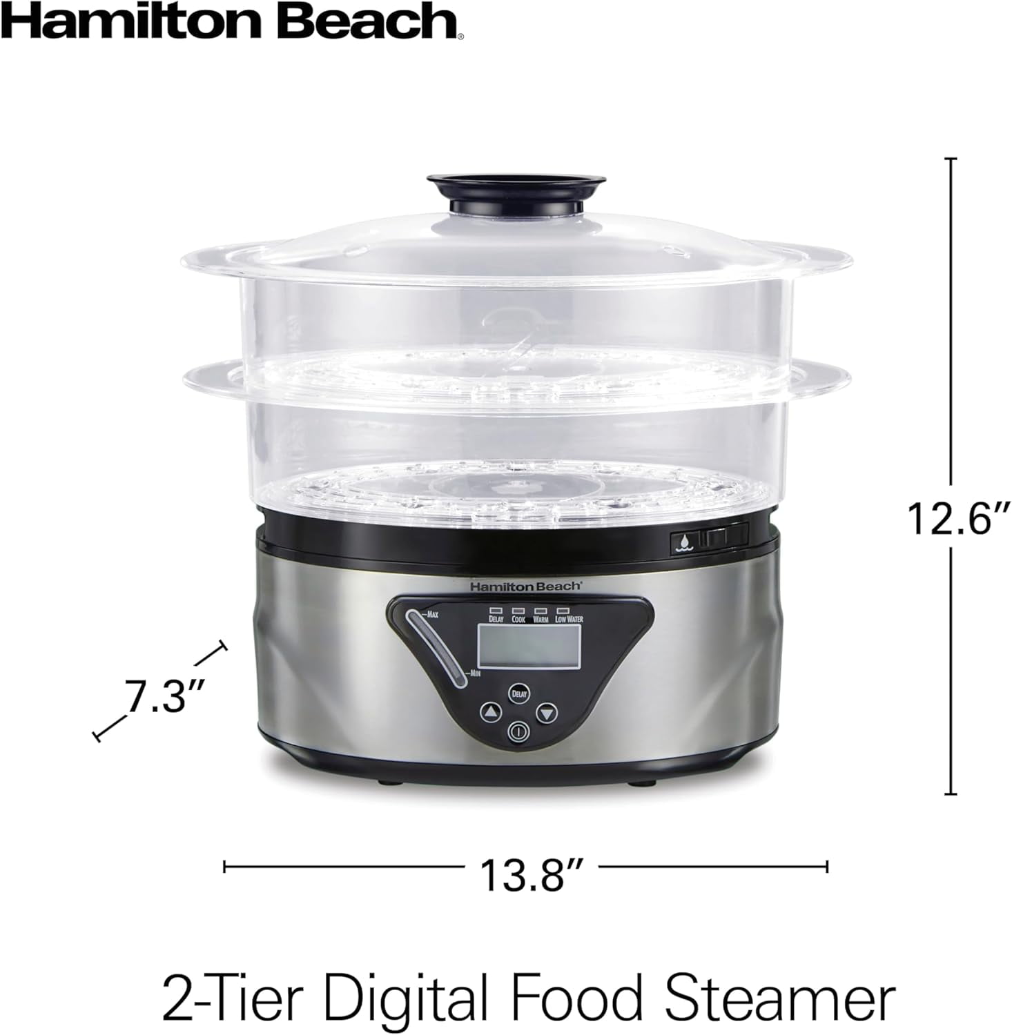 Digital Electric Food Steamer & Rice Cooker, 5.5 Quart Stackable Two-Tier Bowls for Healthy Cooking