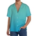 thumbnail image 1 of Balery Teal Turquoise Camisa Casual de Manga Corta con Botones para Hombre, Texturizada, Estilo Cubano, para Playa, Verano-Large, 1 of 5