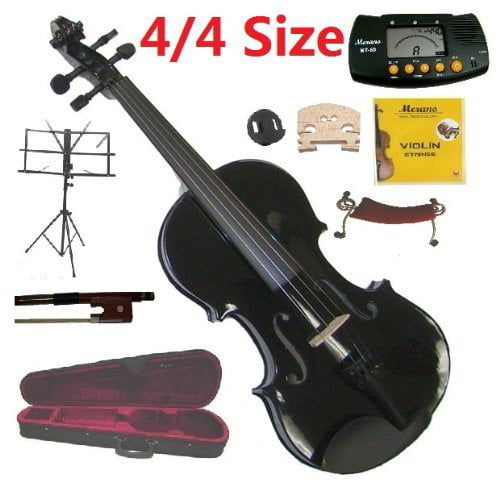 Merano 11 Student Viola with Case and Bow+Extra Set of Strings Black Music Stand Extra Bridge Rosin Metro Tuner Shoulder Rest Mute 