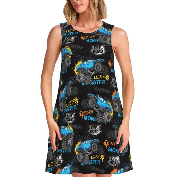Easygdp Cool Off-Road Vehicle para Vestido Transpirable de Mujer, Vestido Suelto de Manga Corta con Pliegues y Bolsillos para el Verano