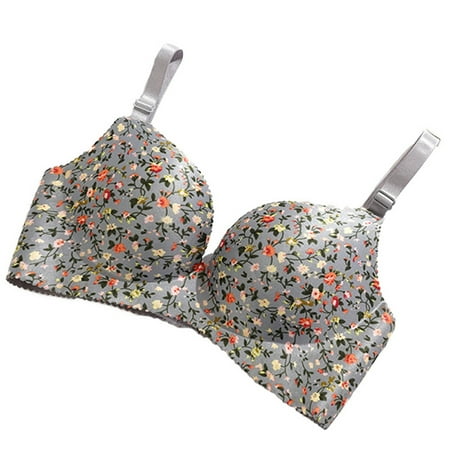 

YXGla Bra Floral Print Seamless Women Push Up Padded Brassiere for Daily Wear
