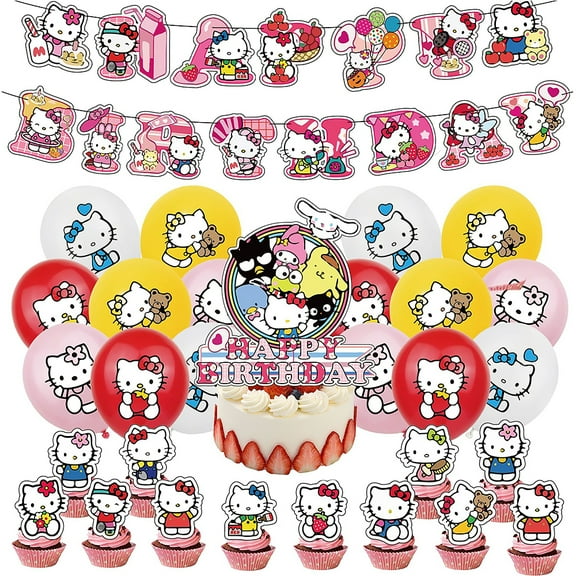 New Cartoon Birthday Party Banner Pink Rubber Balloon Toys Decorations Supplies Girls Theme Party Prpos