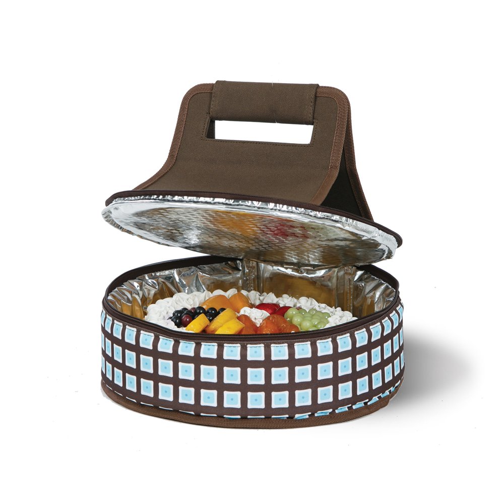 12” Brown and Blue Insulated Cake Carrier