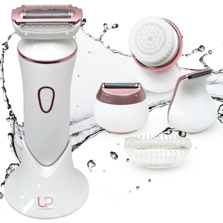 Ladies 5 Piece Trimmer - Ladies Electric Shaver Rechargeable Electric Razor for Women Bikini Trimmer Hair Removal for legs and Underarms, IPX7 Waterproof, Portable Cordless Design, 4 Types of Heads (Upgraded Version)