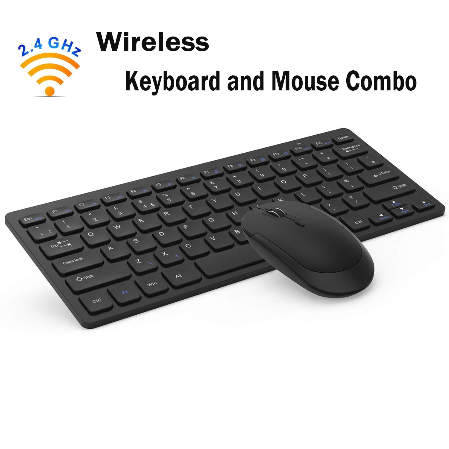 Slim Wireless Keyboard and Cordless Optical Mouse Set for PC Laptop Win7 8 WT UK 