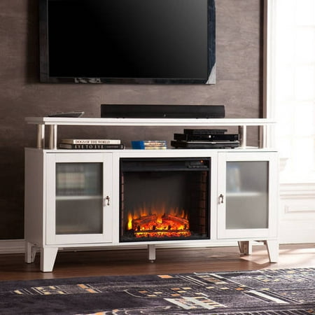 Southern Enterprises Corine Media Electric Fireplace Console, for TV's up to 60, White