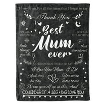 HiiKaa Mothers Day Blankets Gifts for Mom,Letter Warm Soft Blanket for Mom from Daughter Son, Mom Birthday Gifts,Mother Blankets, Best Mom Ever Gifts Blankets,50" X 60",Black