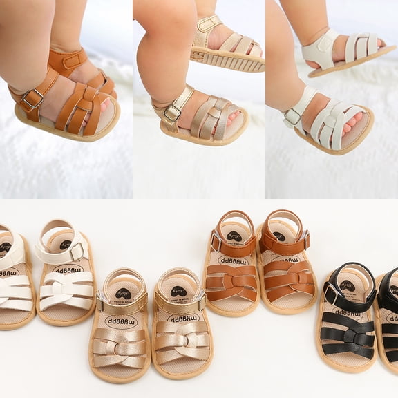 dgysar Girls Sandals Soft Non-slip Rubber Sole Flat Walking Shoes Breathable Open Toe Comfortable for Summer Indoor Outdoor Daily Wear White 12(6-12)