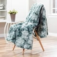 thumbnail image 2 of Chanasya Fuzzy Faux Fur Throw Blanket - Light Weight Blanket for Bed Couch and Living Room Suitable for Fall Winter and Spring (50x65 Inches) Tan Teal, 2 of 8