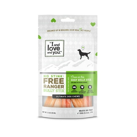 UPC: 0818336010033 | I and love and you  No Stink! Free Ranger Dog Chews  Beef Bully Stix  2.5 Oz (5 Pack)