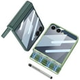 thumbnail image 2 of Dteck for Samsung Galaxy Z Flip 7 Case with S Pen Holder & Stylus, Magnetic Hinge Protection, Built-in Front Glass Screen Protector, Slim Ultra Thin Lightweight Protective Cover for Z Flip7,Deep Green, 2 of 9
