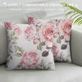 thumbnail image 3 of GOSMITH  Farmhouse Throw Pillow Covers Gray Pink Flowers Leaves Watercolor Floral Rose Pastel Color Waist Lumbar  Throw Pillow Cases Cushion Cover Rectangular, 3 of 5