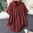 thumbnail image 2 of Kezqiaxn Button Down Shirts for Women Short Sleeve Collared Loose Blouse with Pocket Summer Tops Dressy Casual Plus Size Fashion, 2 of 6