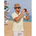 thumbnail image 3 of COOFANDY Men Casual Henley Tee Shirt Short Sleeve Band Collar Summer Beach Textured T-Shirt, 3 of 7