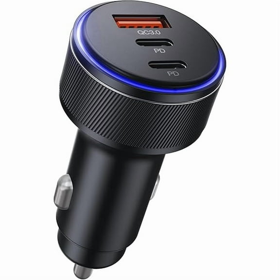 OAO USB-C Car Charger, 3-Port 90W Fast Car Charger, Dual USB-C & USB-A Car Power Adapter, PD3.0 & QC3.0 Fast Charging for iPhone 17/16/15/14/13Pro Max, iPad, MacBook and More