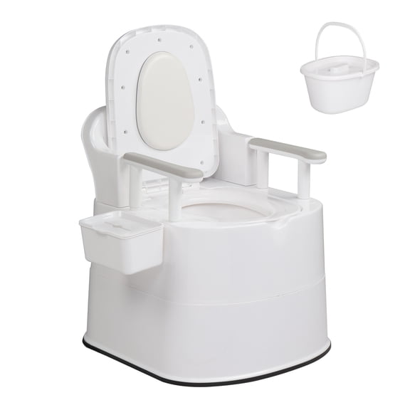 Portable Commode Toilet for Adults, Large Bedside Potty with Inner Bucket for Elderly, Disabled, RV, Boat, Van, Travel, Emergency Use
