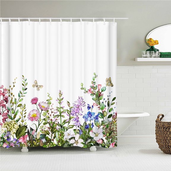 Beautiful Butterfly Flowers Shower Curtain Bathroom Scre ration Large 240X180 Sh