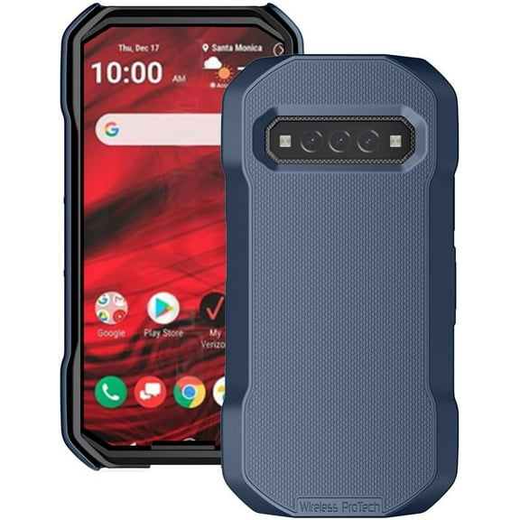 Wireless PROTECH Case Compatible with Kyocera DuraForce PRO 3 (E7200), Protective Textured Case and Screen Protector (Navy Blue)