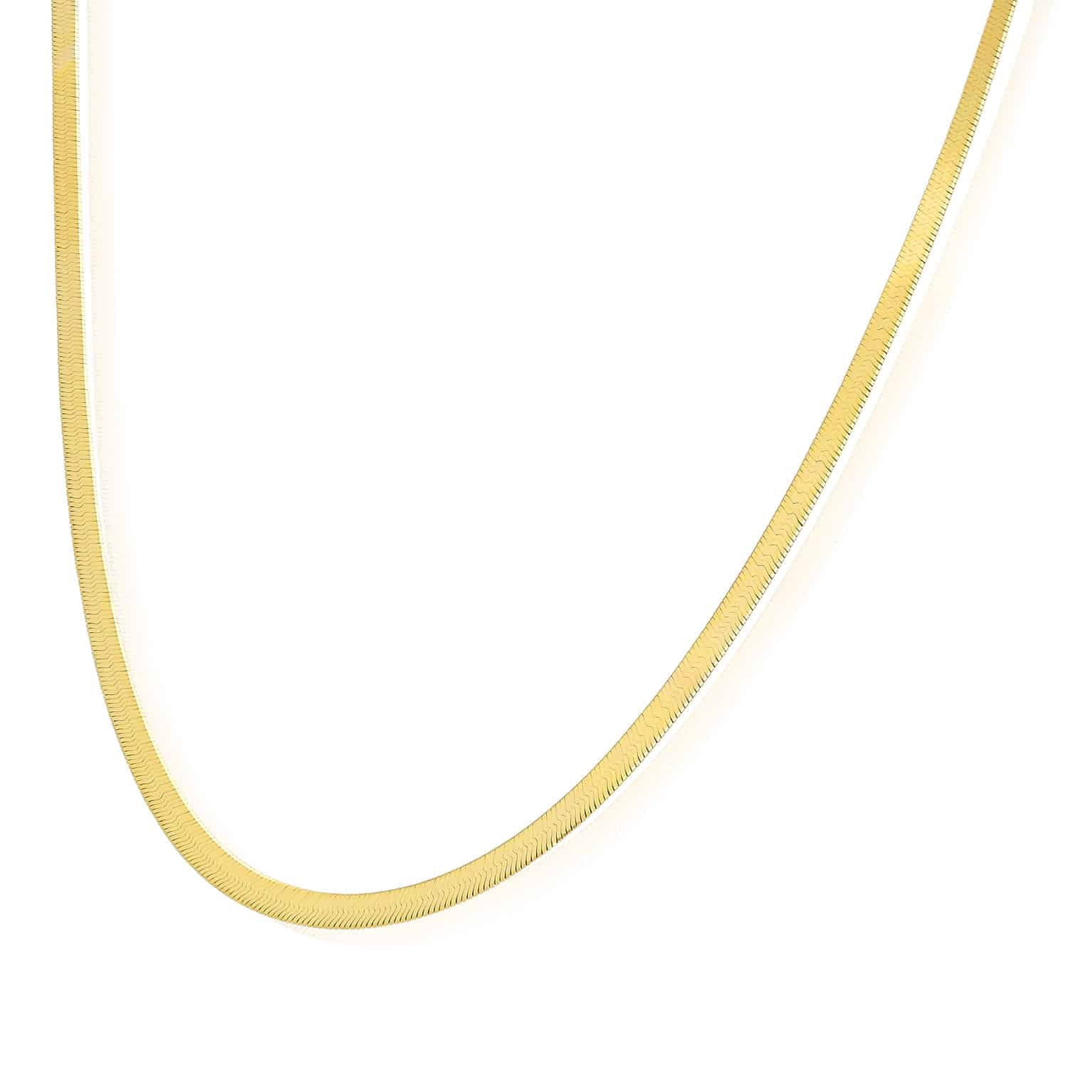Solid 14K Gold 3mm Imperial Herringbone Chain Necklace 16"-24"
