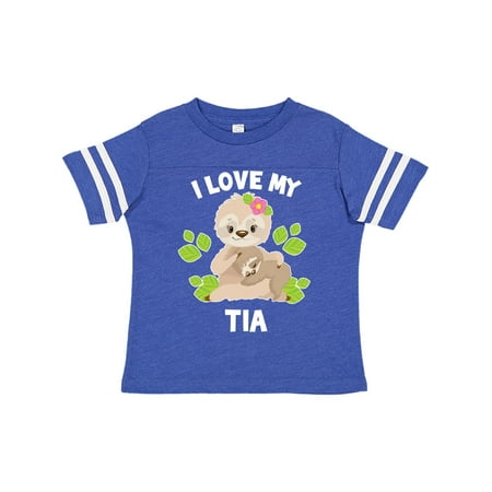 

Inktastic Cute Sloth I Love My Tia with Green Leaves Gift Toddler Boy or Toddler Girl T-Shirt