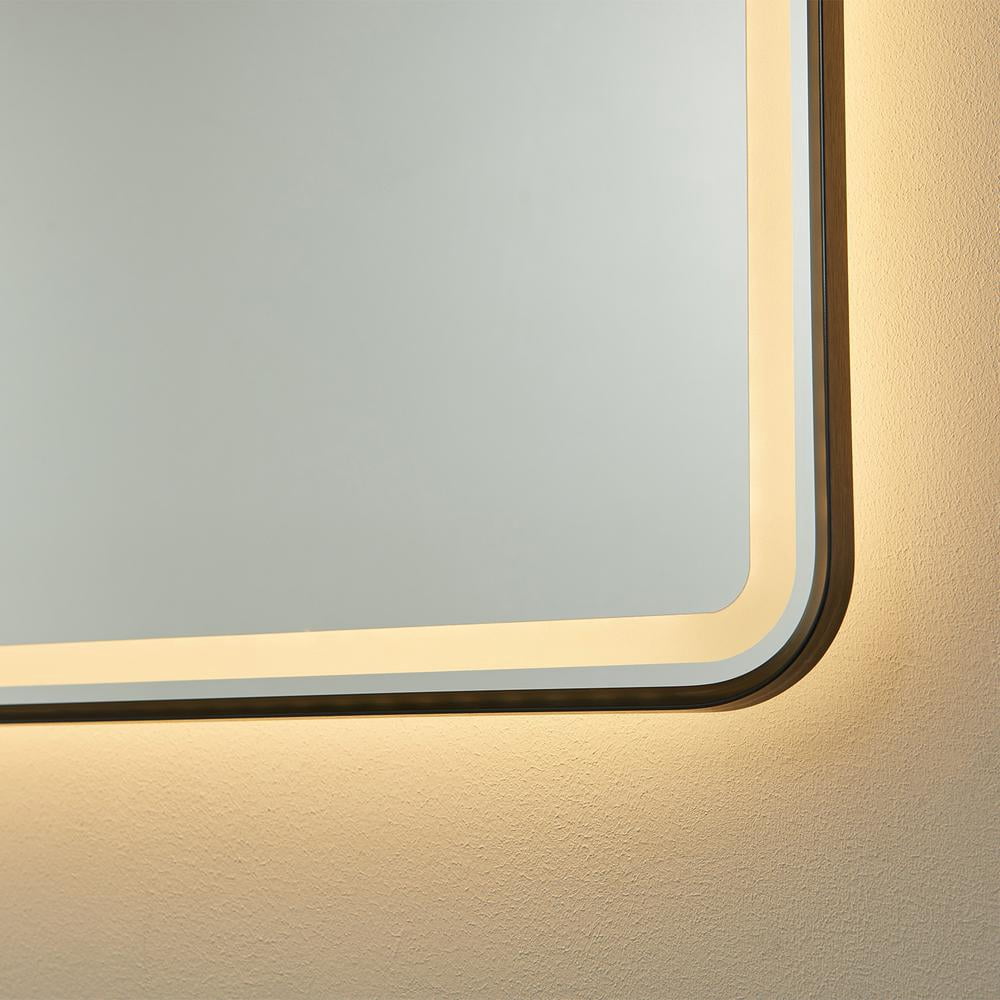 Vinnova Piceno 48" Rectangle LED Wall Mount Bathroom Vanity Mirror Black Frame