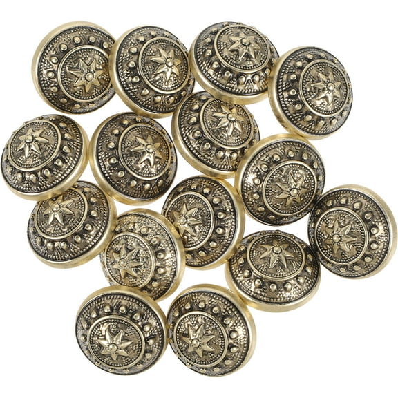 HONMEET Sewing Buttons Metal Vintage Button Golden Alloy 15Pcs 0.6x0.6in