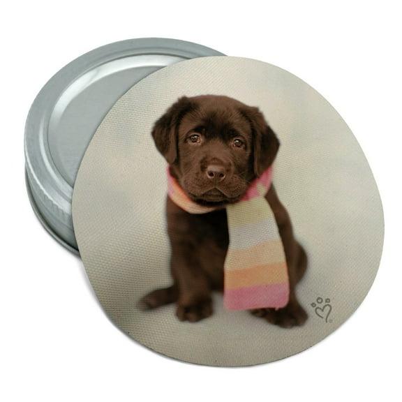 Lab Labrador Puppy Dog Wearing Scarf Round Rubber Non-Slip Jar Gripper Lid Opener