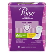 Poise Daily Incontinence Panty Liners, 2 Drop Very Light Absorbency, Long, 81 Count