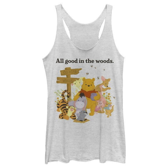 Women's Winnie the Pooh All Good in the Woods Racerback Tank Top White Heather Small