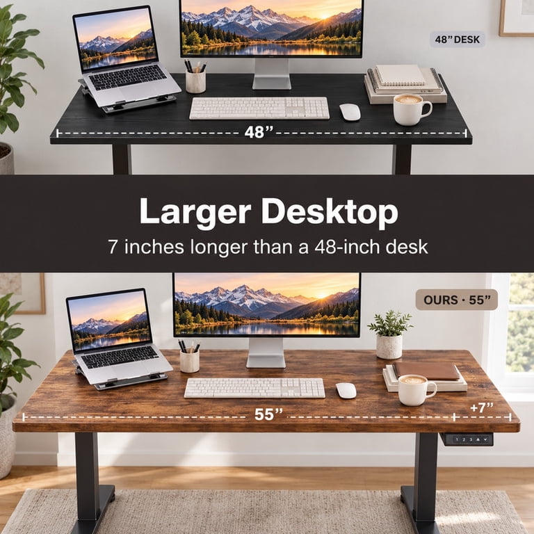 Chitooma 55" Electric Standing Desk, Brown photo 3