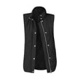thumbnail image 3 of VISALY Women's Button Down Zip Up Jacket Vest Cropped Puffer Vest Women Lightweight Quilted Stand Collar Sleeveless Jackets Fall Winter Coat Black L, 3 of 5