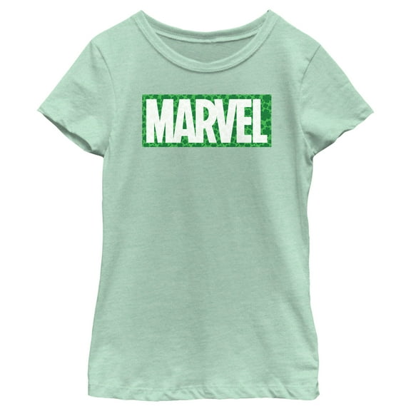 Girl's Marvel St. Patrick's Day Clover Logo Graphic Tee Mint Large