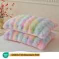thumbnail image 3 of LIFEREVO 2 Pieces Fluffy Faux Rabbit Fur Pillow Cases, Luxury Soft Plush Shaggy Bubble Pillowcases Standard Size with Zipper, Furry Fuzzy Long Pillow Shams for Adult Girls Kids Teens 20x26, Rainbow, 3 of 7