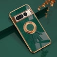 thumbnail image 2 of Compatible with Google Pixel 7 Pro Case Silicone TPU Shockproof Google Pixel 7 Pro Phone Case Plating Astronaut Cute Pattern Cases with Ring (Dark Green), 2 of 14