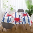 thumbnail image 6 of 54x54 Inch Tablecloth Polyester Square Tablecloth for Home Kitchen Dinner Decor Red Crabs and Blue Stripes, 6 of 9