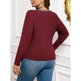 thumbnail image 2 of SIEANE Women's Plus-Size Casual Daily Crew Neck Long Sleeve Fall Slim-Fitting Workmanship Stitching Bow Top 1X-4X, 2 of 7