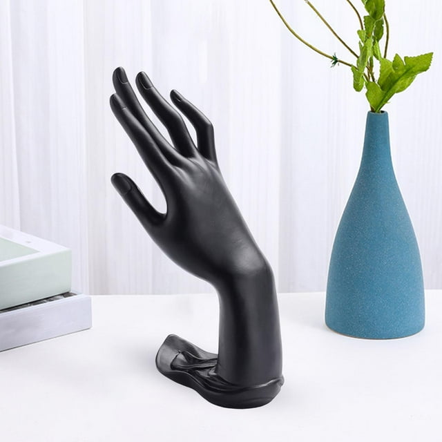 Wedding Rings Hand Holder, Mannequin Hand Photo Props Jewelry Display, Resin for Dresser Table, Woman Girl Gift Black