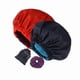 thumbnail image 1 of wonima11 2Pcs Reusable Shower Cap Waterproof, Adjustable Shower Caps for Women, Luxury Baths Cap with Satin Interior, Extra Large, Two Layers, Reversible Elastic Hair Cap (Dark blue+Red), 1 of 1