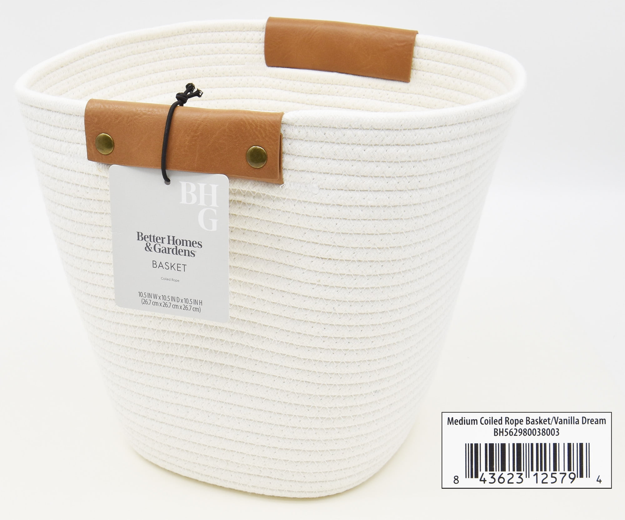 Better Homes & Gardens Medium White Cotton Rope Decorative Storage Basket