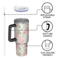thumbnail image 4 of 40oz Pioneer Flower Floral Print Pattern Insulated Tumbler with Handle, BPA-Free Leak Proof Lid and Straws, Double Wall Vacuum, Hot 12h/Cold 34h, 4 of 6