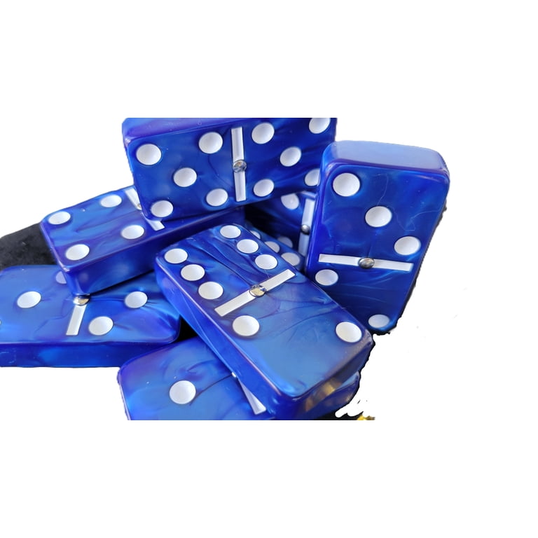 Marion Domino Double 6 Set - Custom Engraved, Hand Painted, Jumbo Tournament Size With Spinners In Black Velvet Case