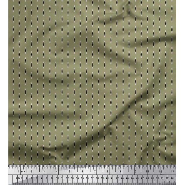 Soimoi Polyester Crepe Fabric Diamond & Triangle Shirting Printed Fabric 1 Yard 42 Inch Wide