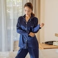 thumbnail image 6 of Women's Silk Satin Pajamas Loungewear Two-piece Sleepwear Button-Down Pj Set, 6 of 6