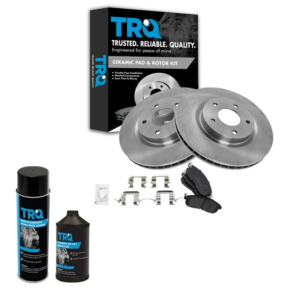 TRQ Front Premium Ceramic Brake Pad & Rotor Kit w/Chemicals for Nissan Sentra BKA16159