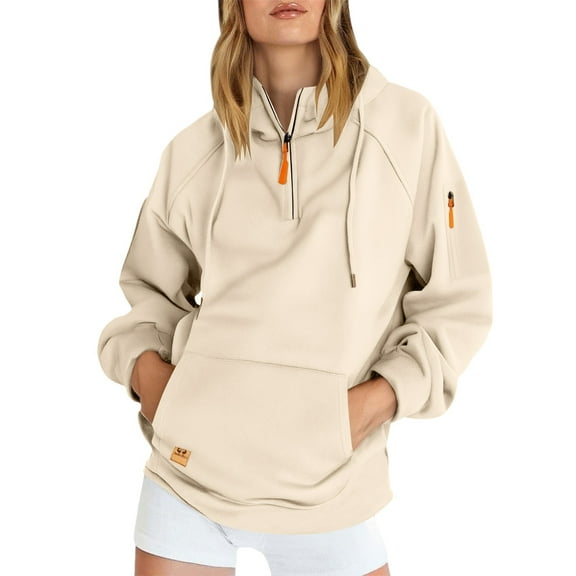 Women's Zip Up Hoodie with Unique Arm Pocket, Casual Fleece Pullover Jacket with Front Zipper, Lightweight Athletic Hooded Sweatshirt for Running Gym